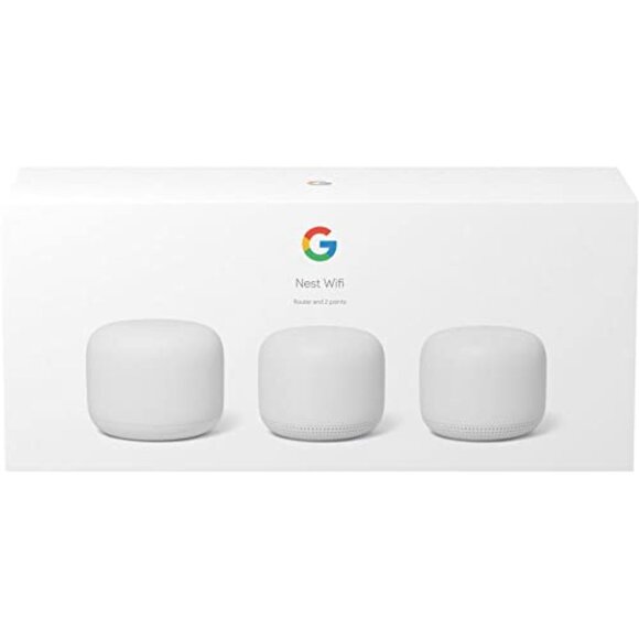 GOOGLE NEST WIFI AC2200 MESH SYSTEM ROUTER AND TWO POINTS SNOW - Picture 1 of 14